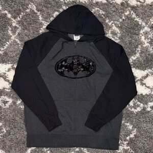 NWOT Black and Gray Batman Zipper Hoodie - XL